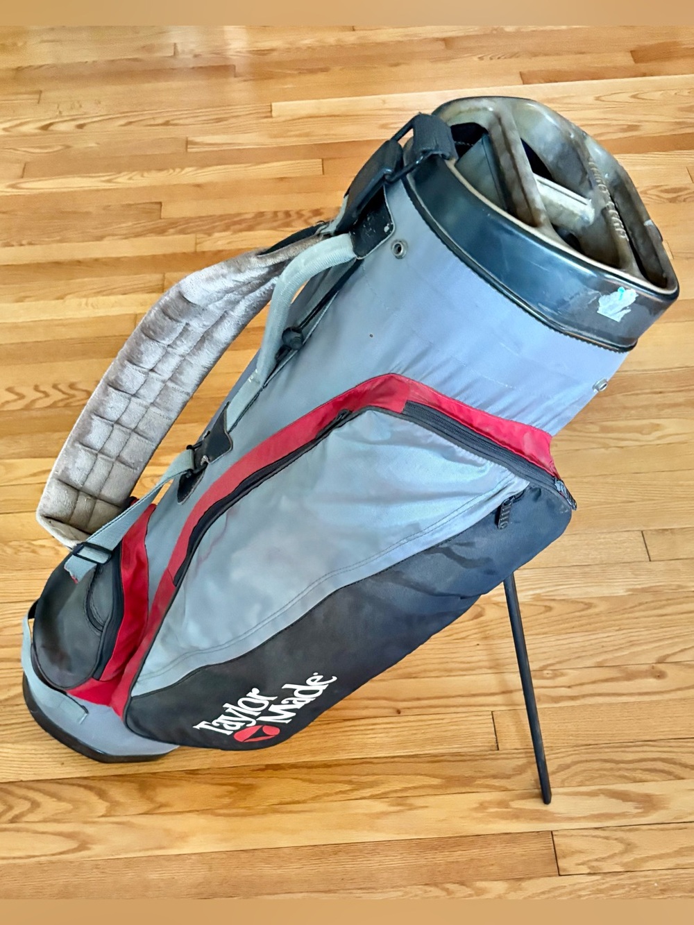 Vintage TaylorMade PacesetterGolf Stand Bag Carry 5-Way Divider Red Gray